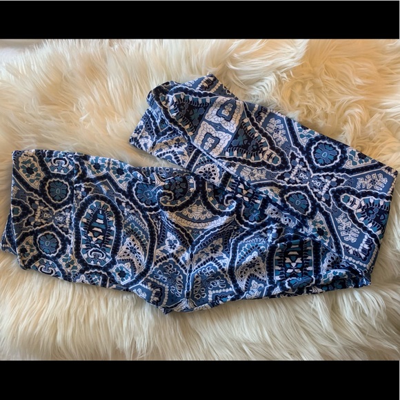 Onzie Sz S Blue File Print Legging - Picture 1 of 3